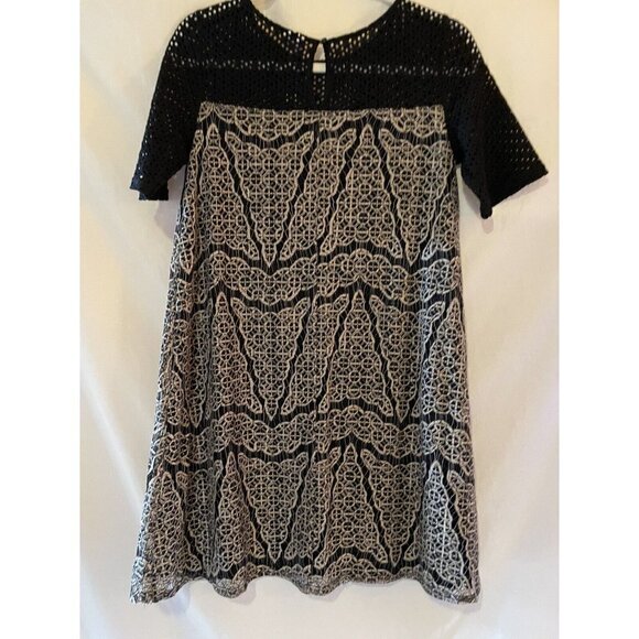 Cato NWT Dress A-Line Trapeze Black Gold Starlight Eyelet Small Summer Wedding - Picture 3 of 8